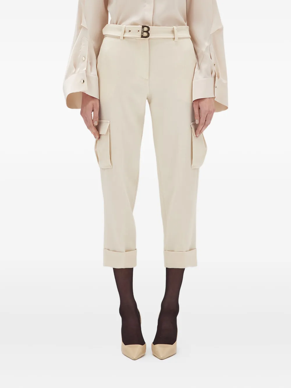 Blugirl Cargo broek met ceintuur Beige