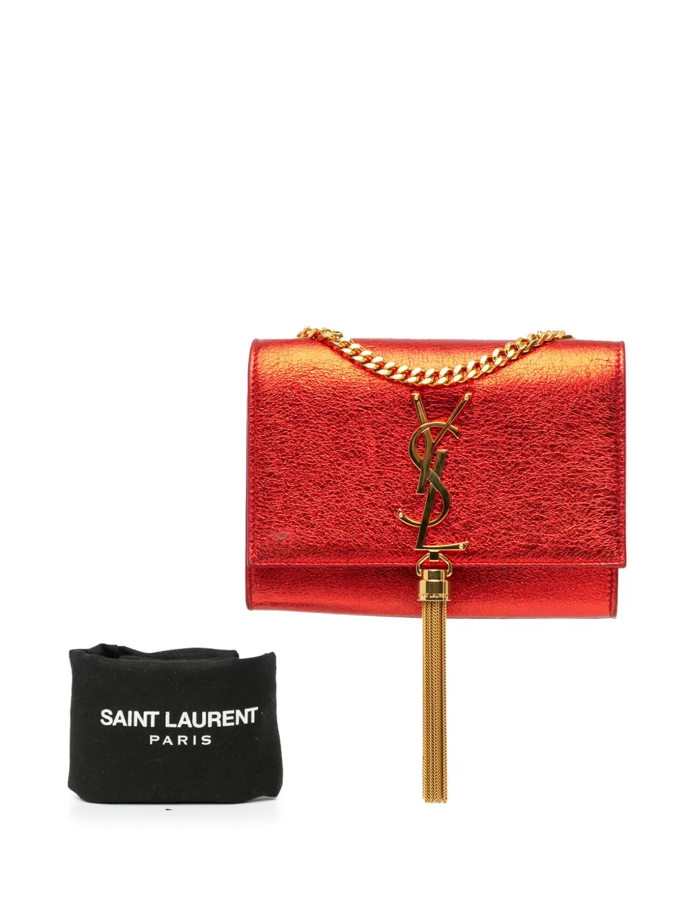 Affordable Saint Laurent Pre-Owned 2016 Small Metallic Calfskin Monogram Kate Tassel crossbody bag WOMEN