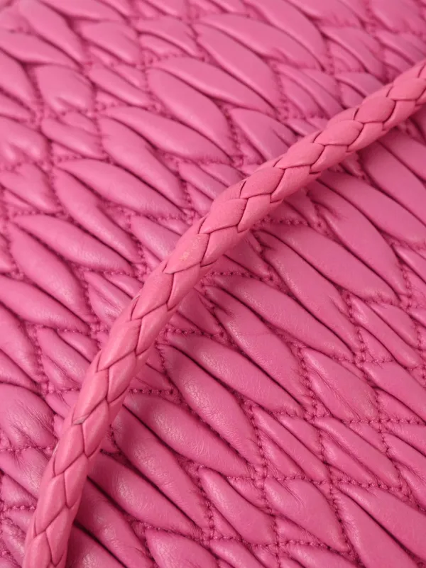 Miu Miu Pre-Owned 2010s Iconic Crystal Cloqué Handbag | Pink Miu Miu Pre-Owned 2010s Iconic Crystal Cloqué Handbag | Pink