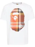 A BATHING APE® checked big-ape head T-shirt - White