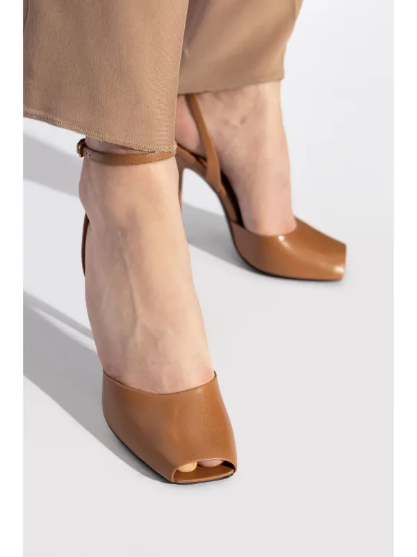 Saint Laurent ラ スキャンダル 110mm サンダル | ブラウン | FARFETCH JP