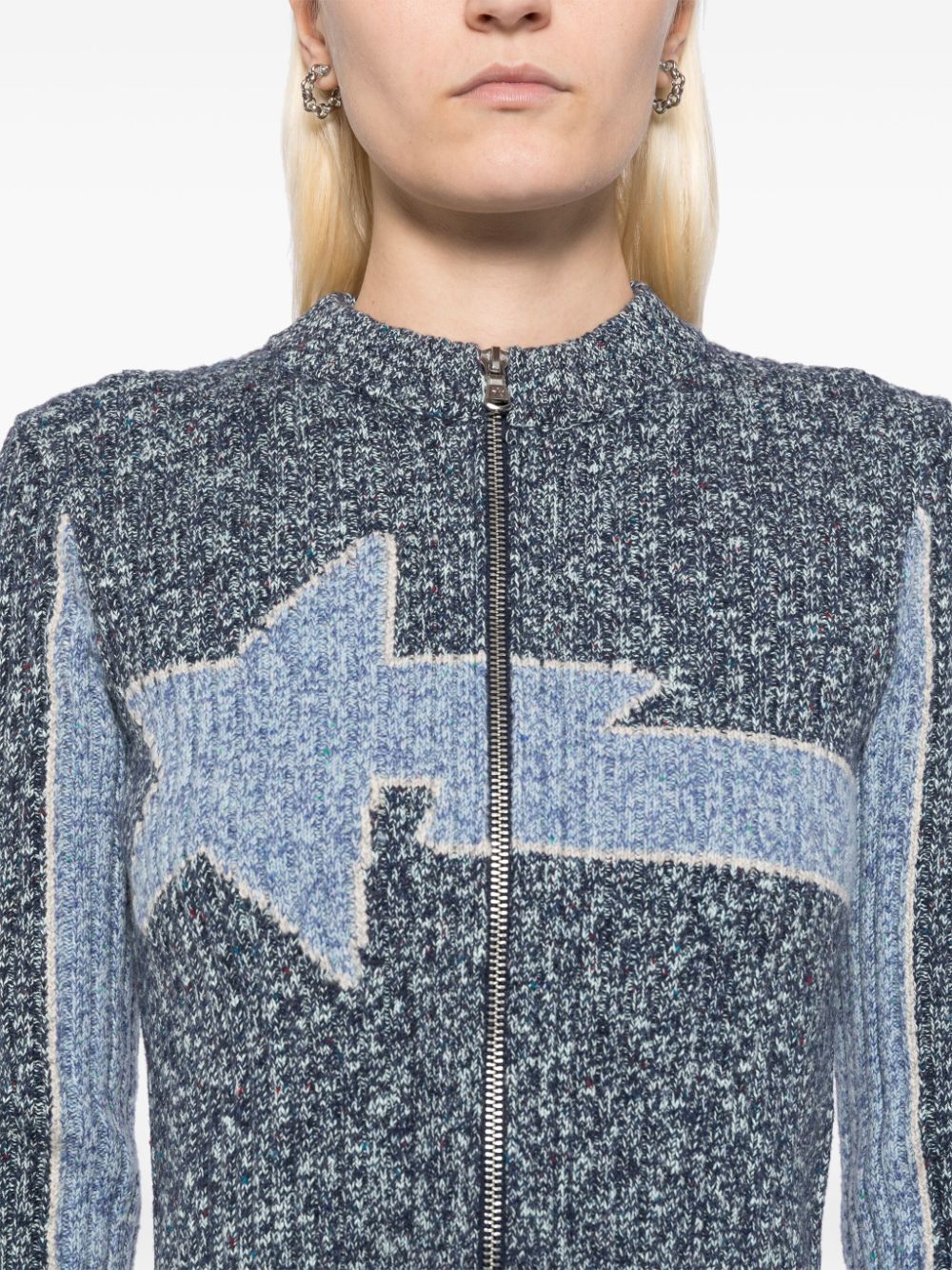 Shop Bapy By *a Bathing Ape® Intarsia-knit Logo Jacket In Blue