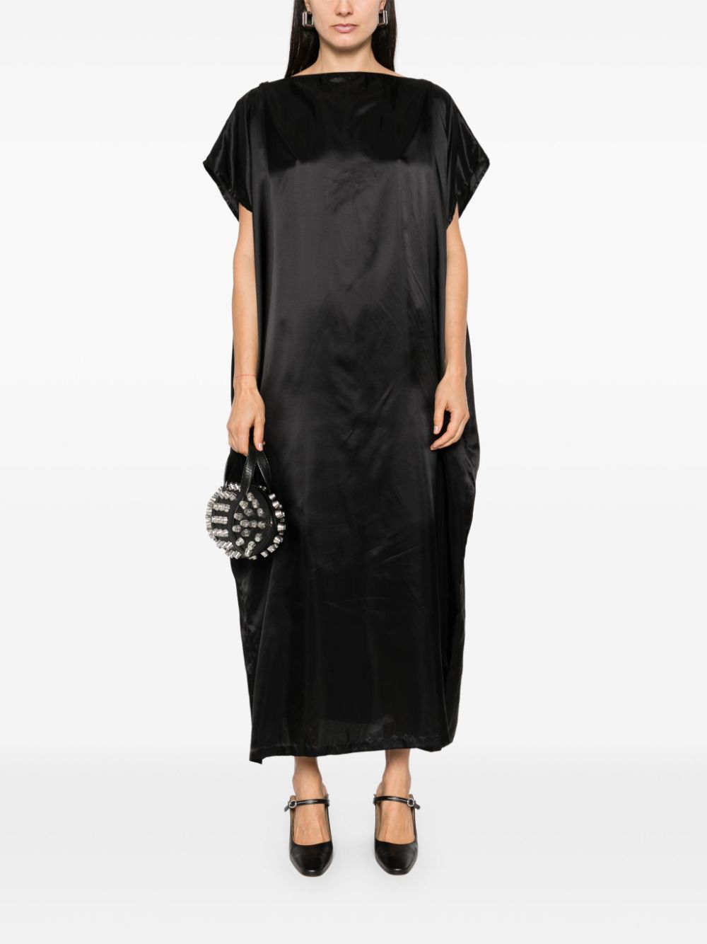 MM6 Maison Margiela Satijnen maxi-jurk - Zwart