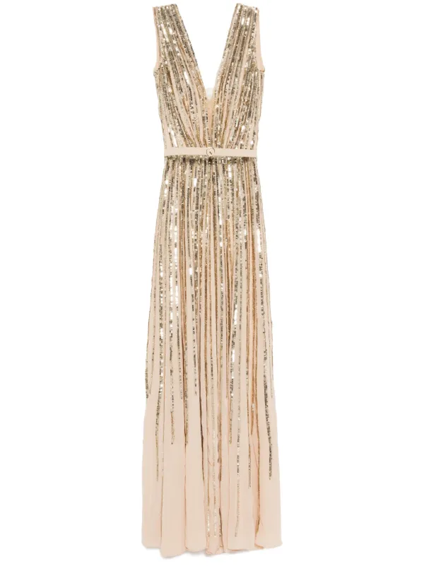 Saiid Kobeisy Sequin Long Dress | Neutrals | FARFETCH