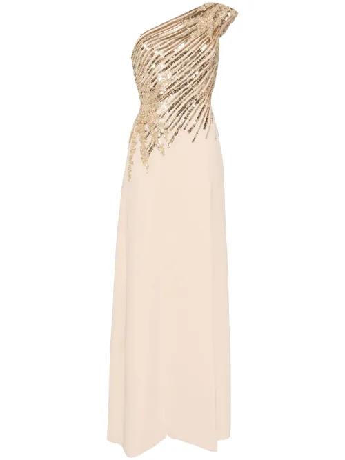 Robe asymétrique à sequins brodés - Saiid Kobeisy - Modalova
