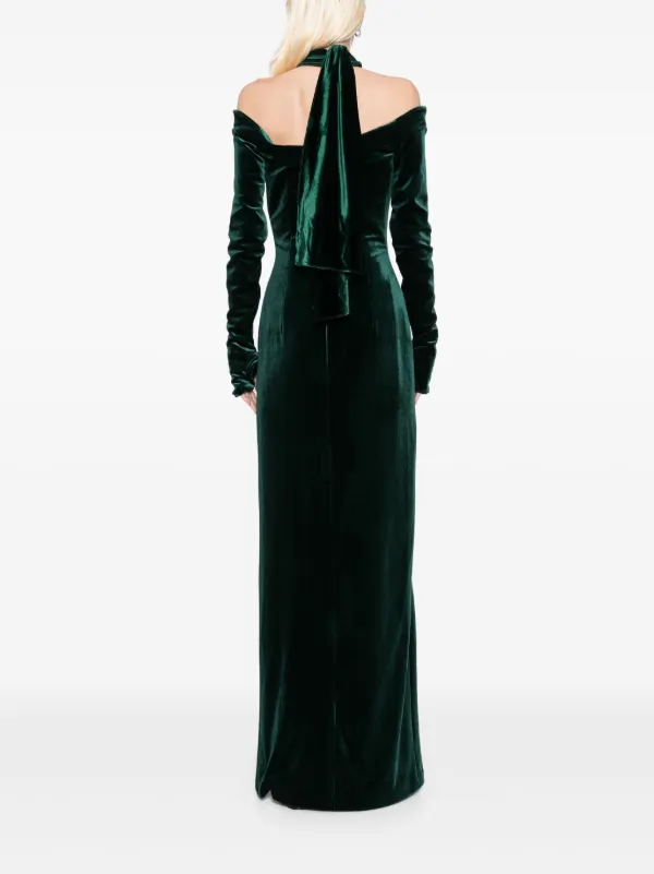 Saiid Kobeisy Velvet Long Dress | Green | FARFETCH
