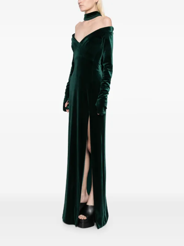 Saiid Kobeisy Velvet Long Dress | Green | FARFETCH