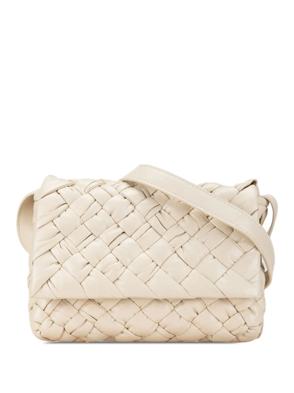 Bottega Veneta Pre owned 2012 2023 Small Intrecciato Rumple Messenger Crossbody Bag White