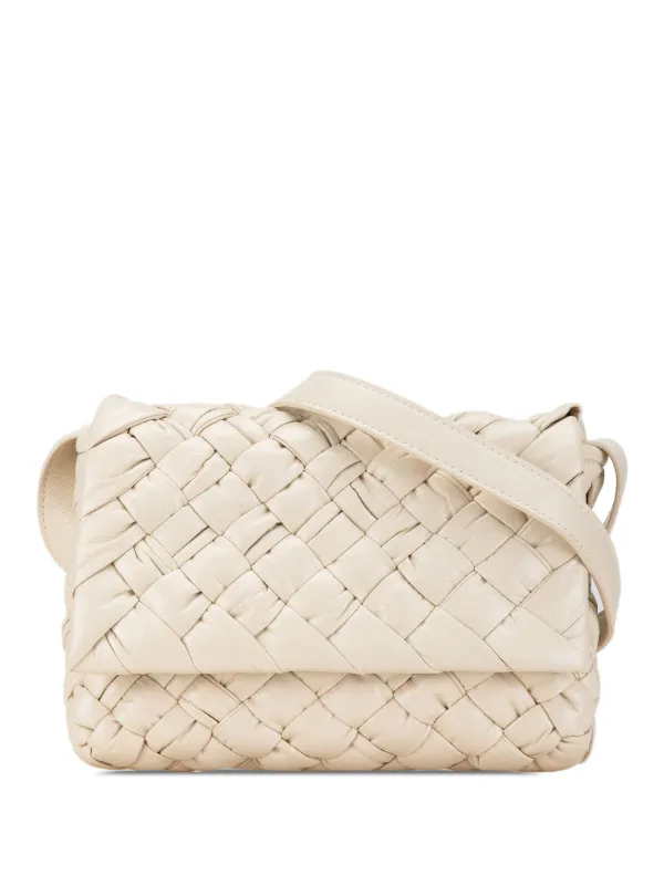 Bottega Veneta Pre Owned 2012 2023 Small Intrecciato Rumple Messenger Crossbody Bag White FARFETCH AO