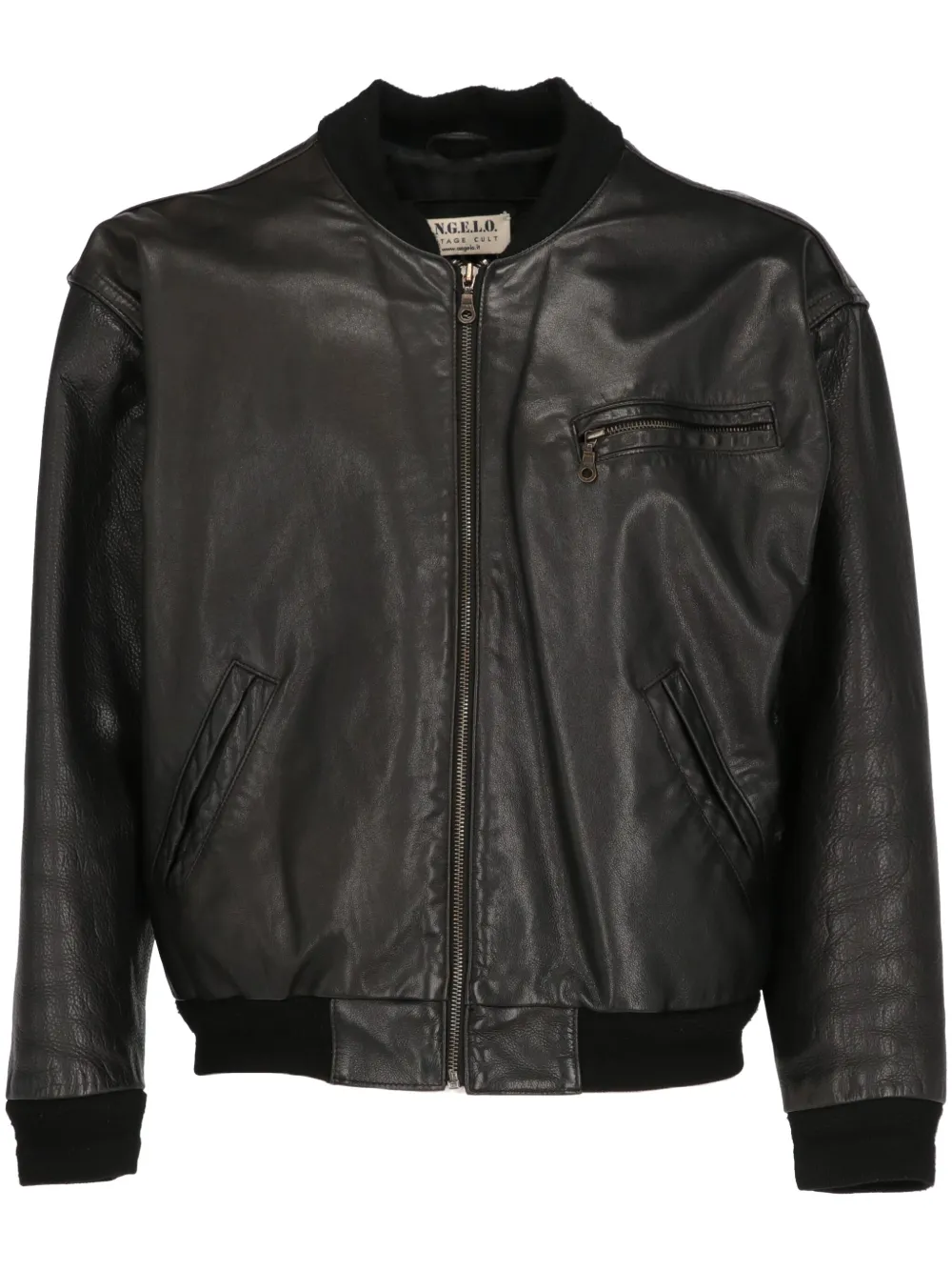A.N.G.E.L.O. Vintage Cult 1980 leather bomber jacket – Black