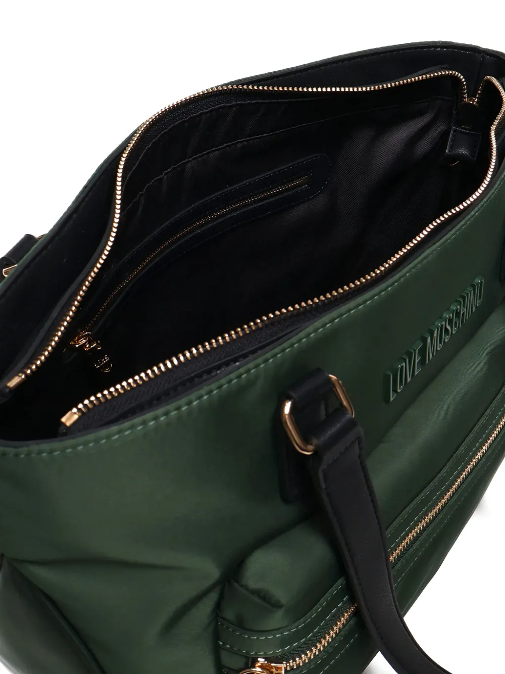 Love Moschino Schoudertas met ritszak en logoplakkaat Groen