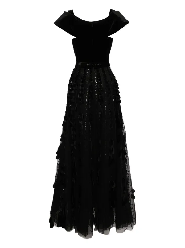 Saiid Kobeisy Beaded Velvet-top Maxi Dress - Jet Black
