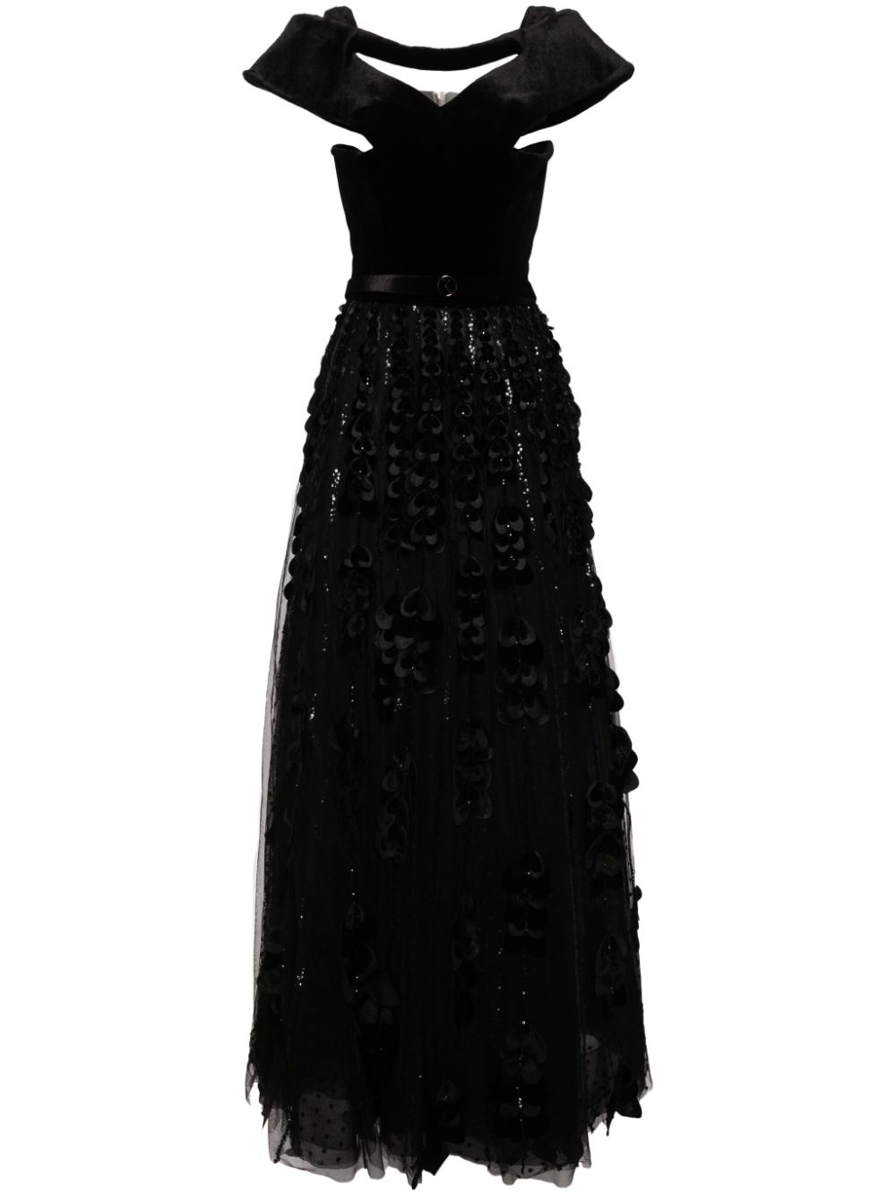 beaded velvet-top maxi dress