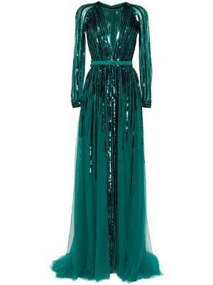 Genny Sequin-embellished Maxi Dress - Green
