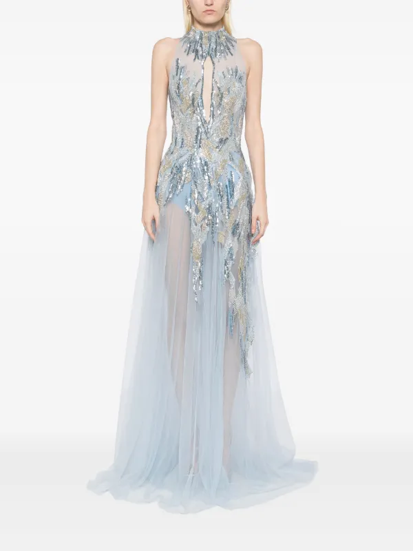 saiid kobeisy evening dresses Saiid Kobeisy Purple Tulle Embellished Gown! – TheClothingRental main image 1