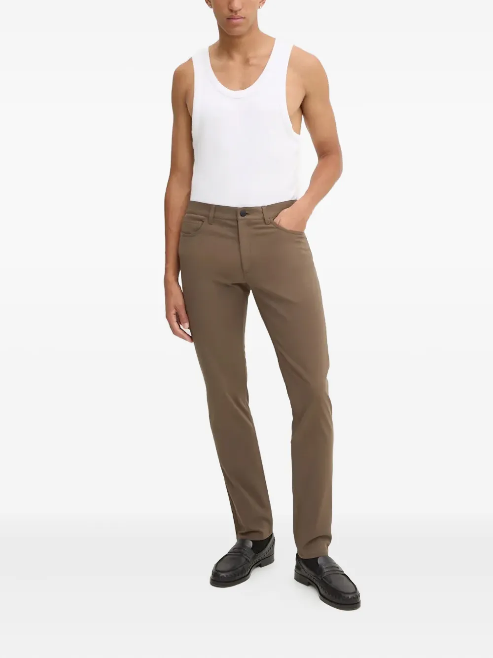 Theory Broek met vijf zakken en rits Bruin