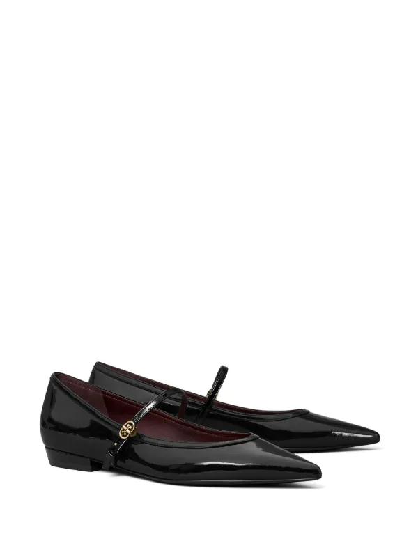 Tory Burch Double T-buckle Ballet Flats | Black | FARFETCH