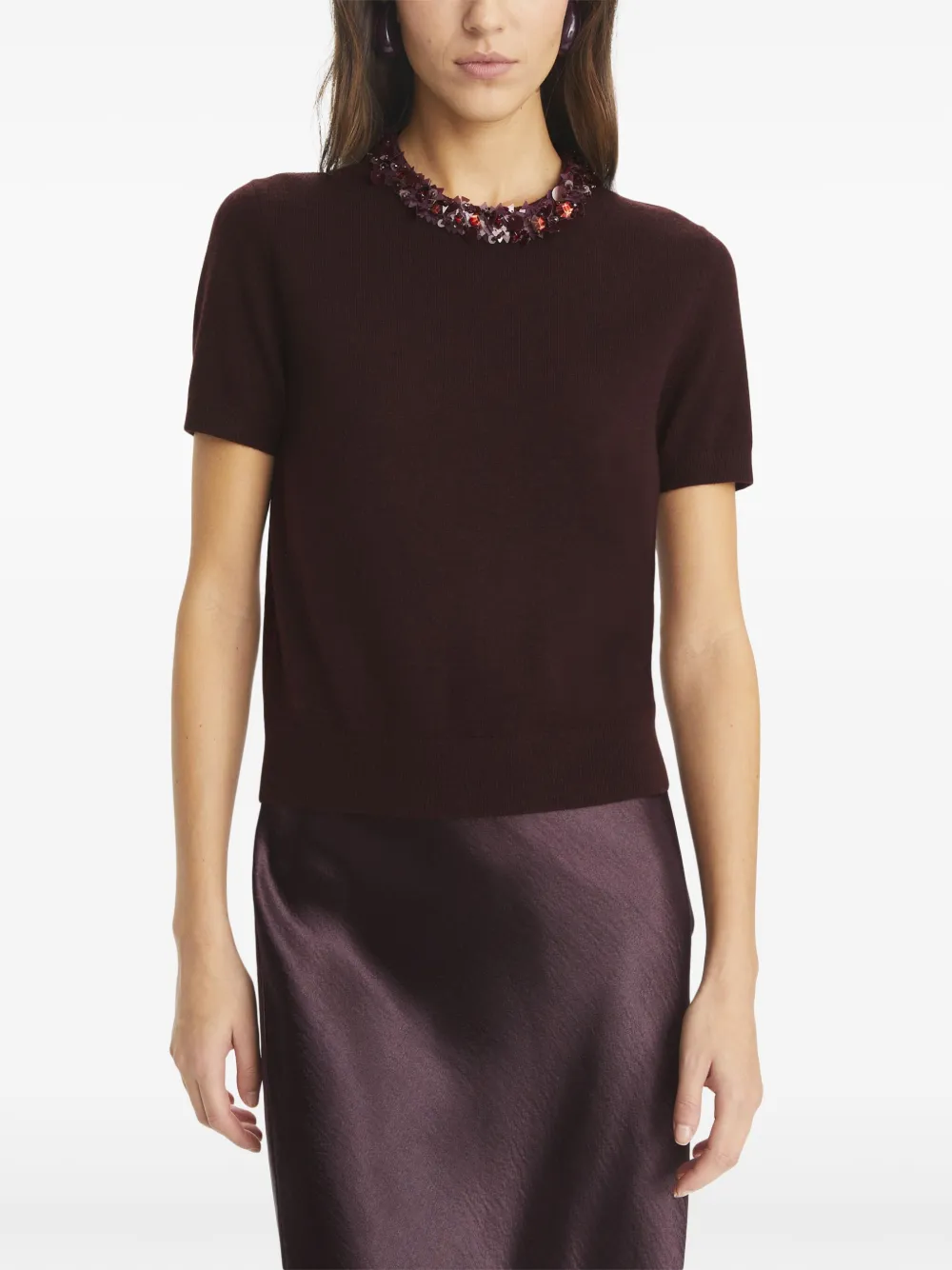 Affordable Tory Burch embroidered-neckline t-shirt Women
