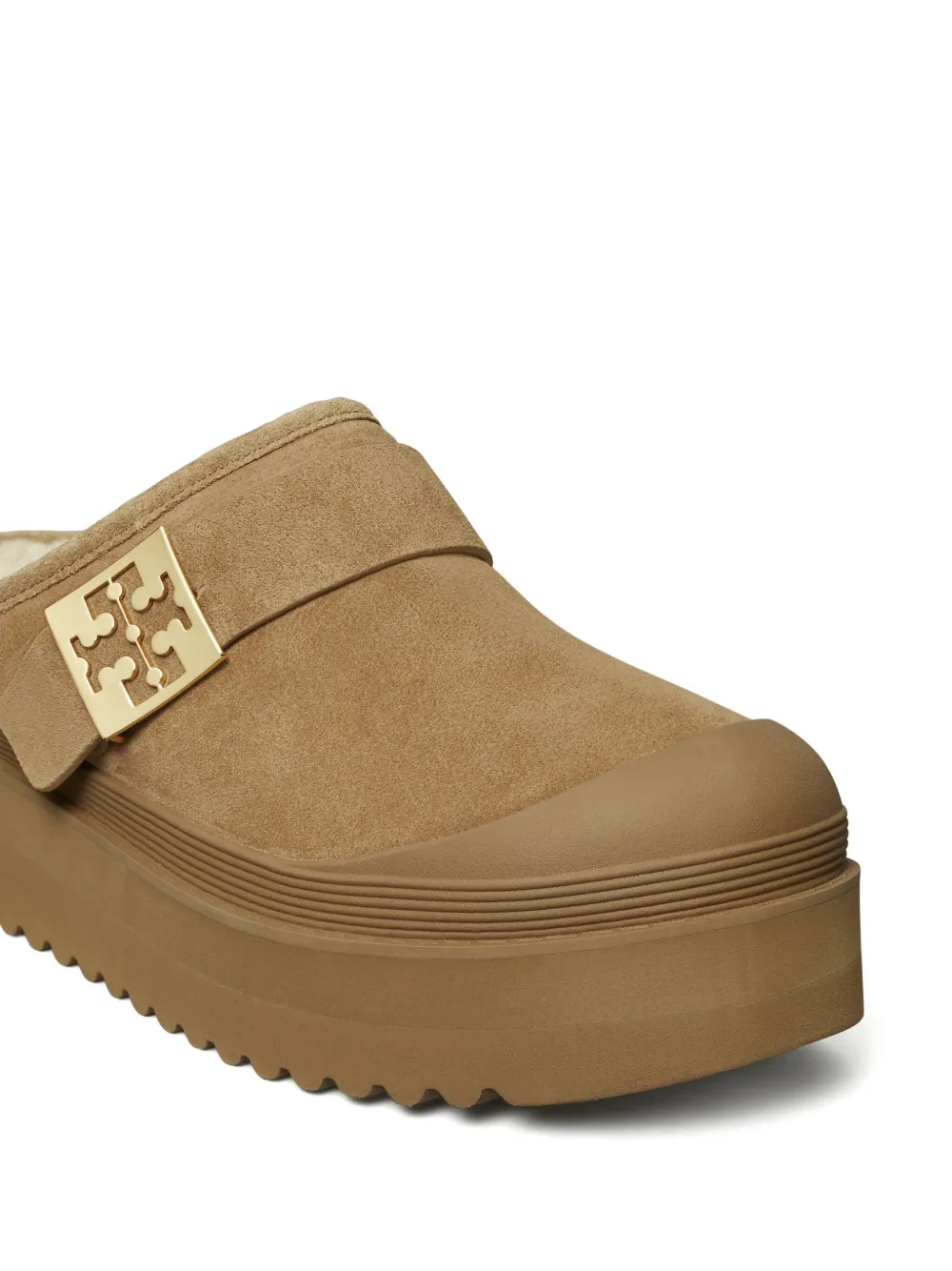 Tory Burch Genuine Shearling Platform Mule In Neutral