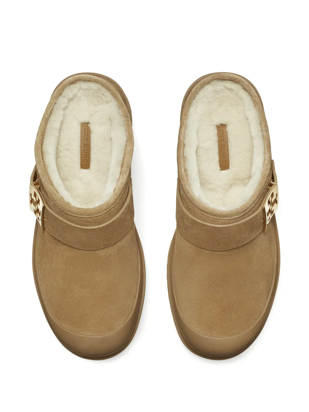 Tory Burch Genuine Shearling Platform Mule In Neutral