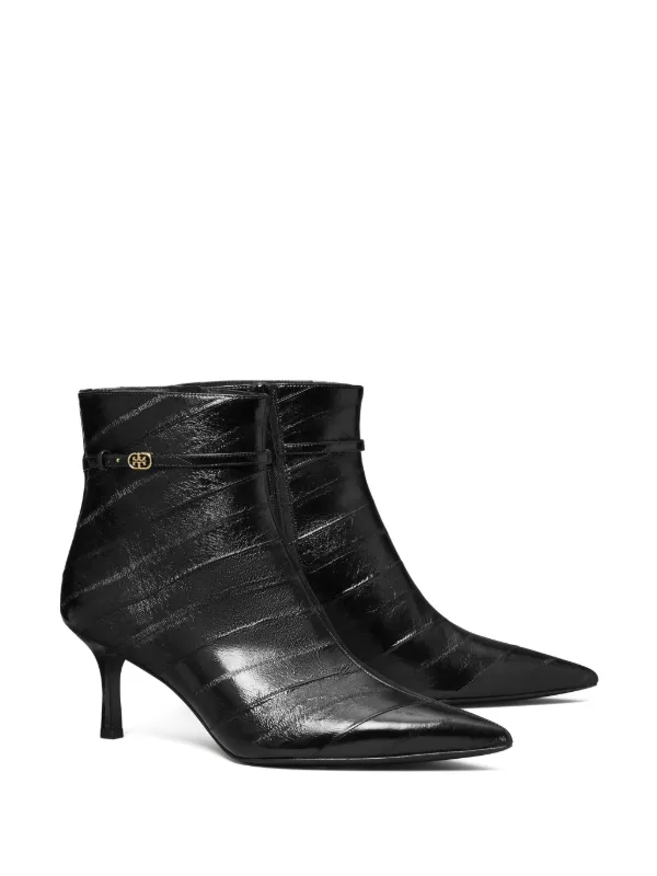 関税込■Tory Burch■ダブルTバックル65レザーアンクルブーツ Tory Burch ダブルTバックル 65mm ブーツ | ブラック | FARFETCH JP