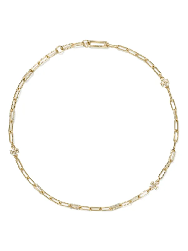 Tory Burch【関税送料込&SALE価格】Good Luck パヴェネックレス Tory Burch Good Luck 18K-Gold-Plated & Cubic Zirconia Pavé