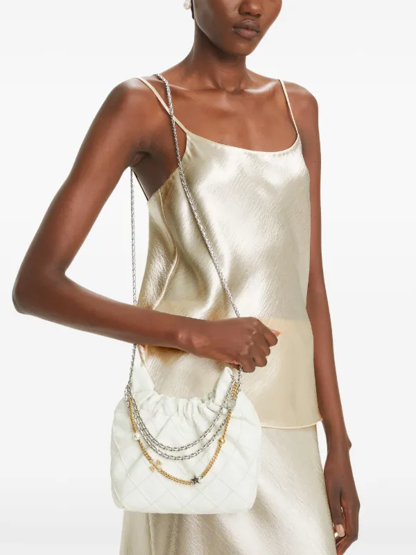 Tory Burch Mini Fleming Distressed Tote Bag | White