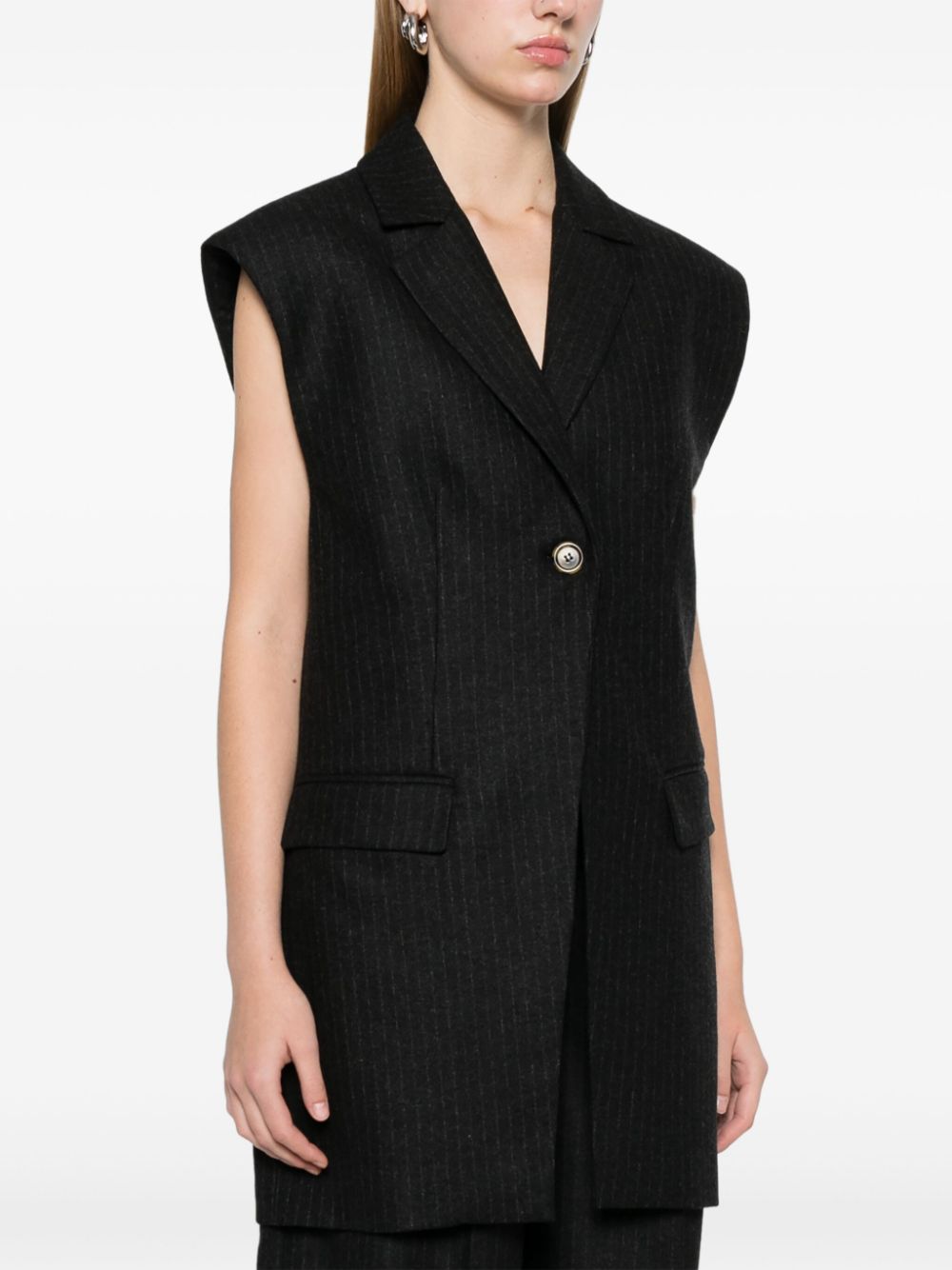 Shop Le Sully Studio Pinstriped Gilet In 灰色