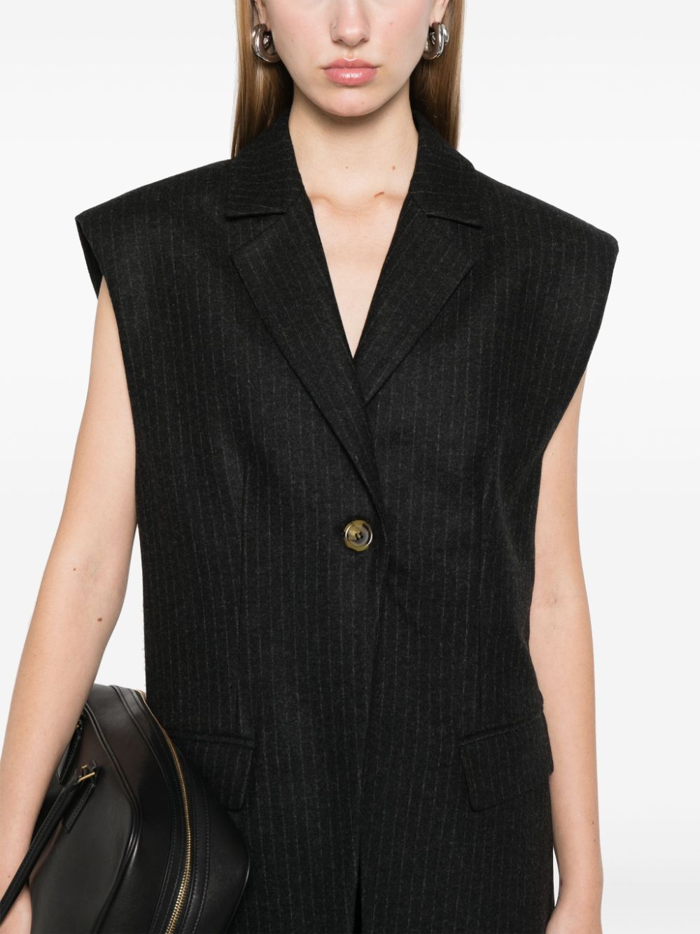 Shop Le Sully Studio Pinstriped Gilet In 灰色