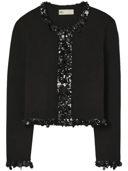 Cardigan crop à ornements en cristal - Tory Burch - Modalova