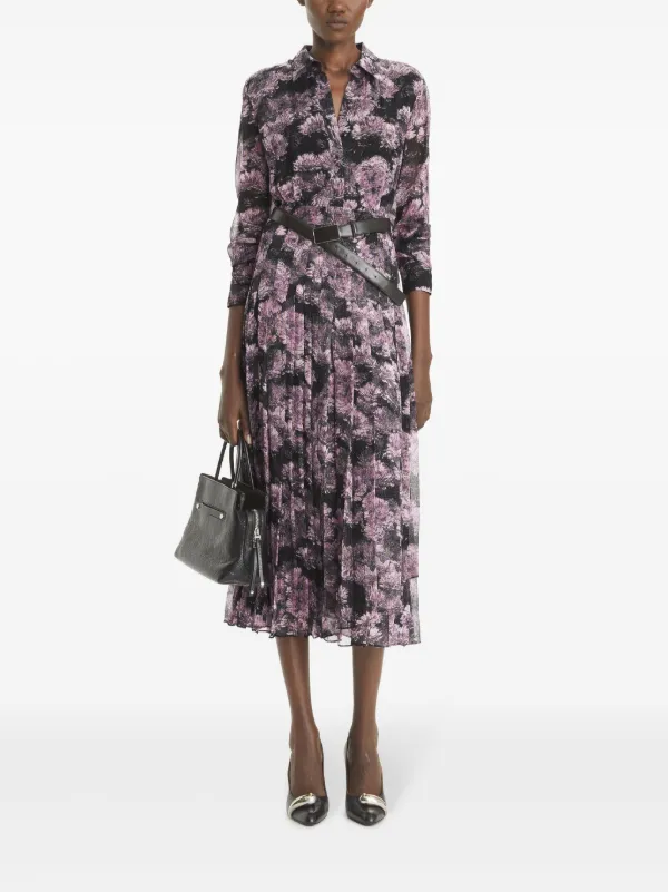 【送料 関税込】Tory Burch Floral pleated satin shirt dress Floral pleated satin shirt dress in multicoloured - Tory