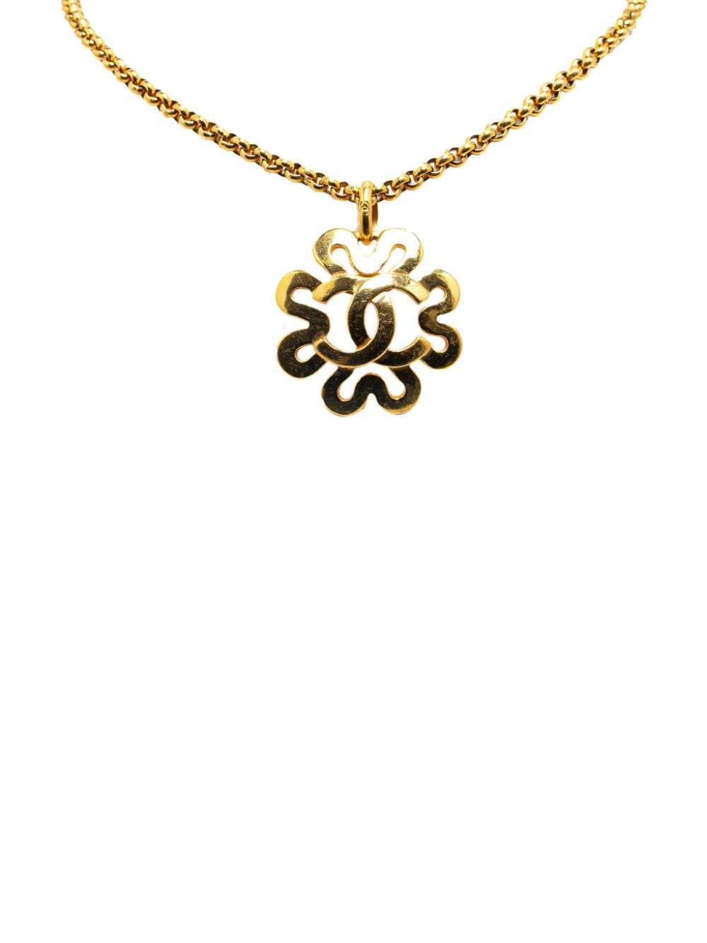 CHANEL Pre-Owned 1995 CC Flower vergulde halsketting met hanger - Goud