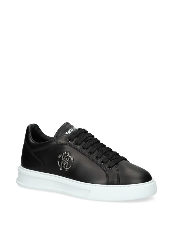 Roberto Cavalli Tenis Con Placa Del Logo Negro FARFETCH DO
