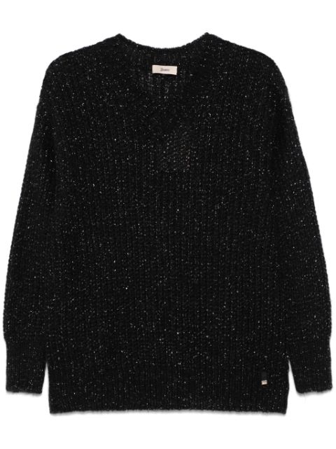 Herno metallic-threading knitted sweater