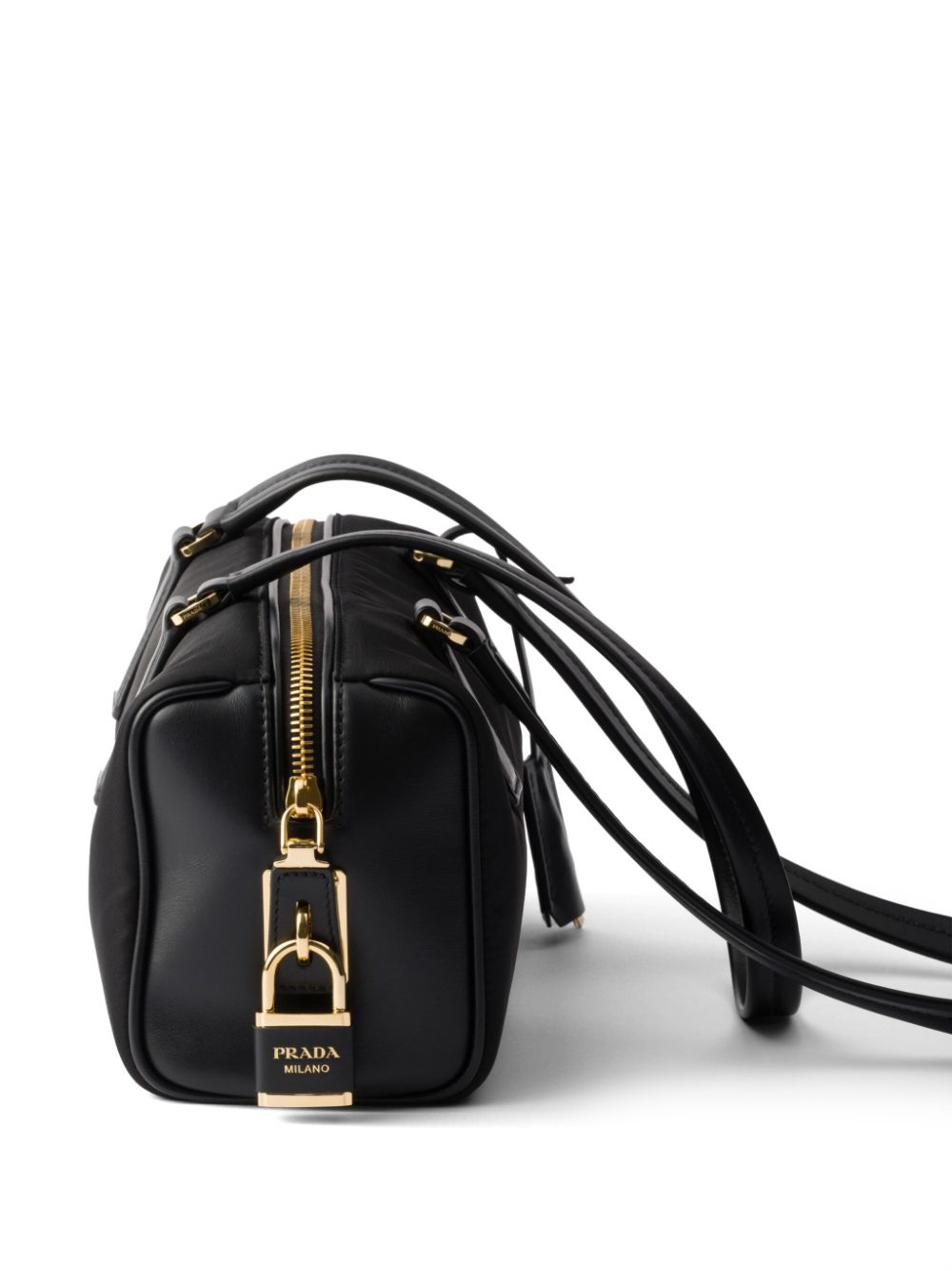 Shop Prada Medium Re-nylon And Leather Tote Bag In Black