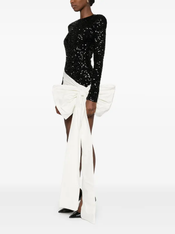ROTATE BIRGER CHRISTENSEN Bow Sequinned Mini Dress | Black