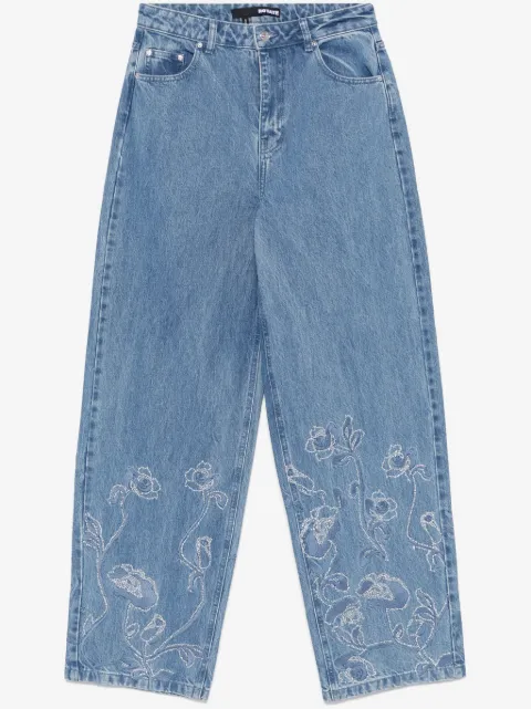 ROTATE BIRGER CHRISTENSEN rhinestoned wide-leg jeans
