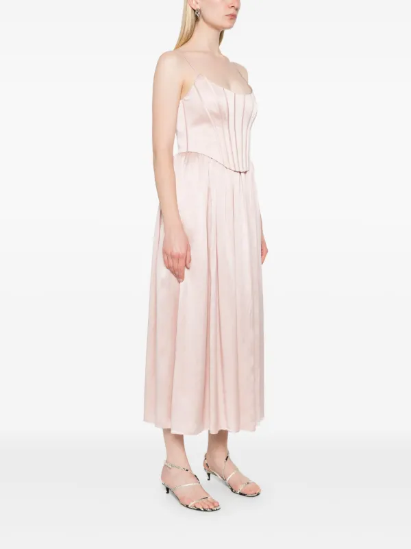 ZIMMERMANN Corset Midi Dress | Pink | FARFETCH ID