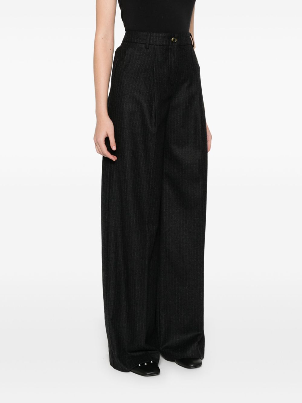 Shop Le Sully Studio Pinstriped Palazzo Pants In 灰色