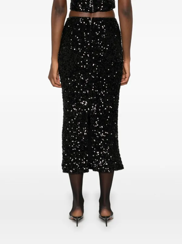 スカート ROTATE BIRGER CHRISTENSEN 'Net Sequin Midi' skirt Net Sequin Midi Skirt Dark Grey - ROTATE Birger Christensen