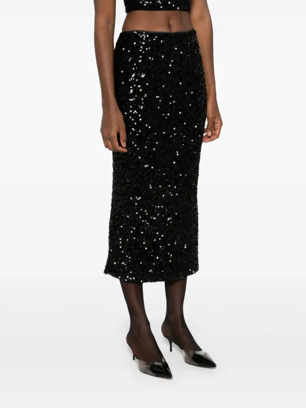 Damen Glitzer Rock Mit Futter – Pailletten, Elastische Taille, Midi-Länge | Für Partys & Festliche Anlässe