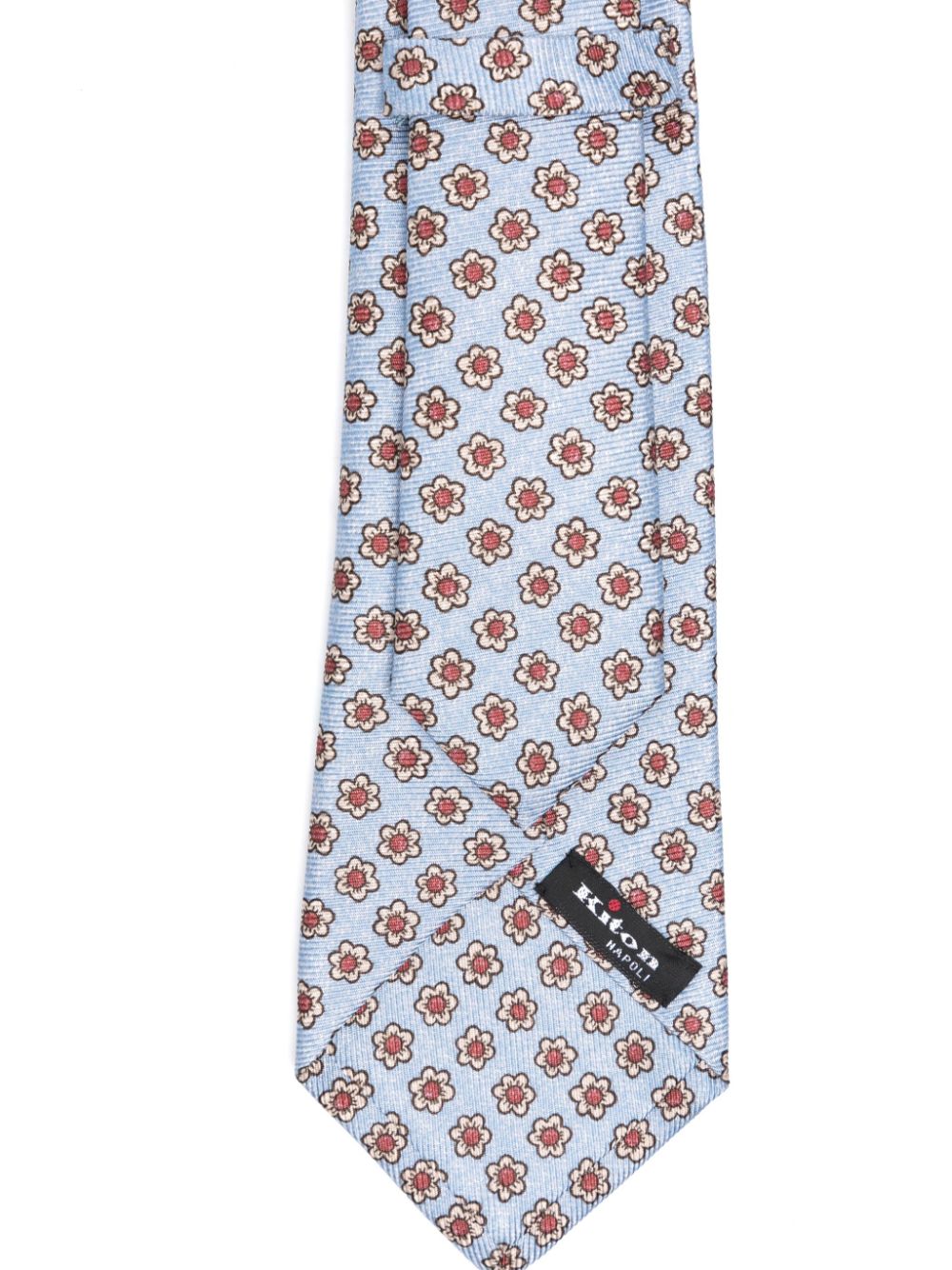 Kiton Stropdas met bloemenprint - Blauw