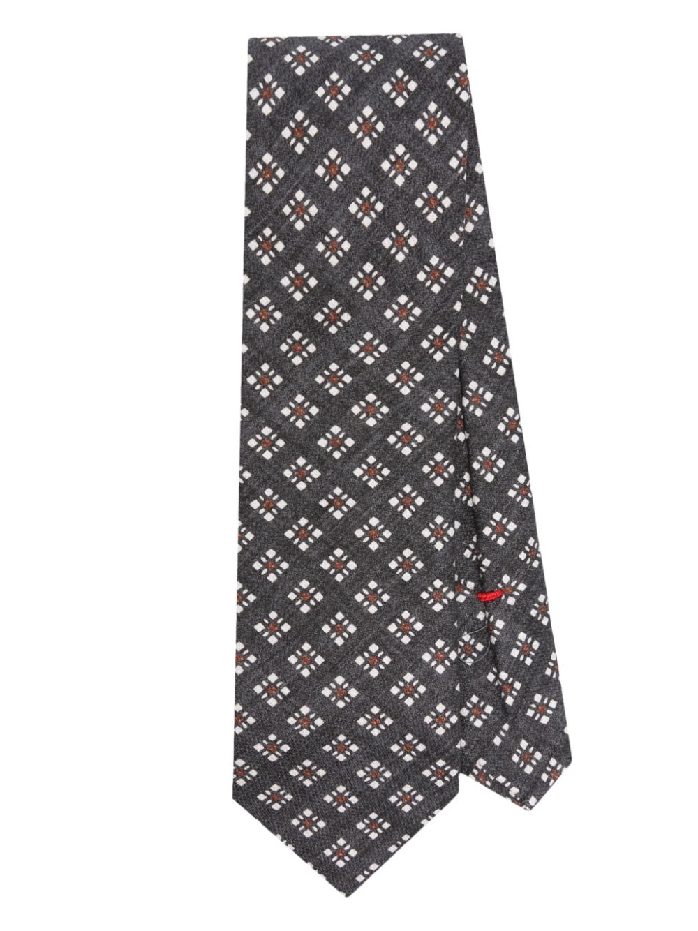 Dell'oglio geometric-print silk tie - Grey