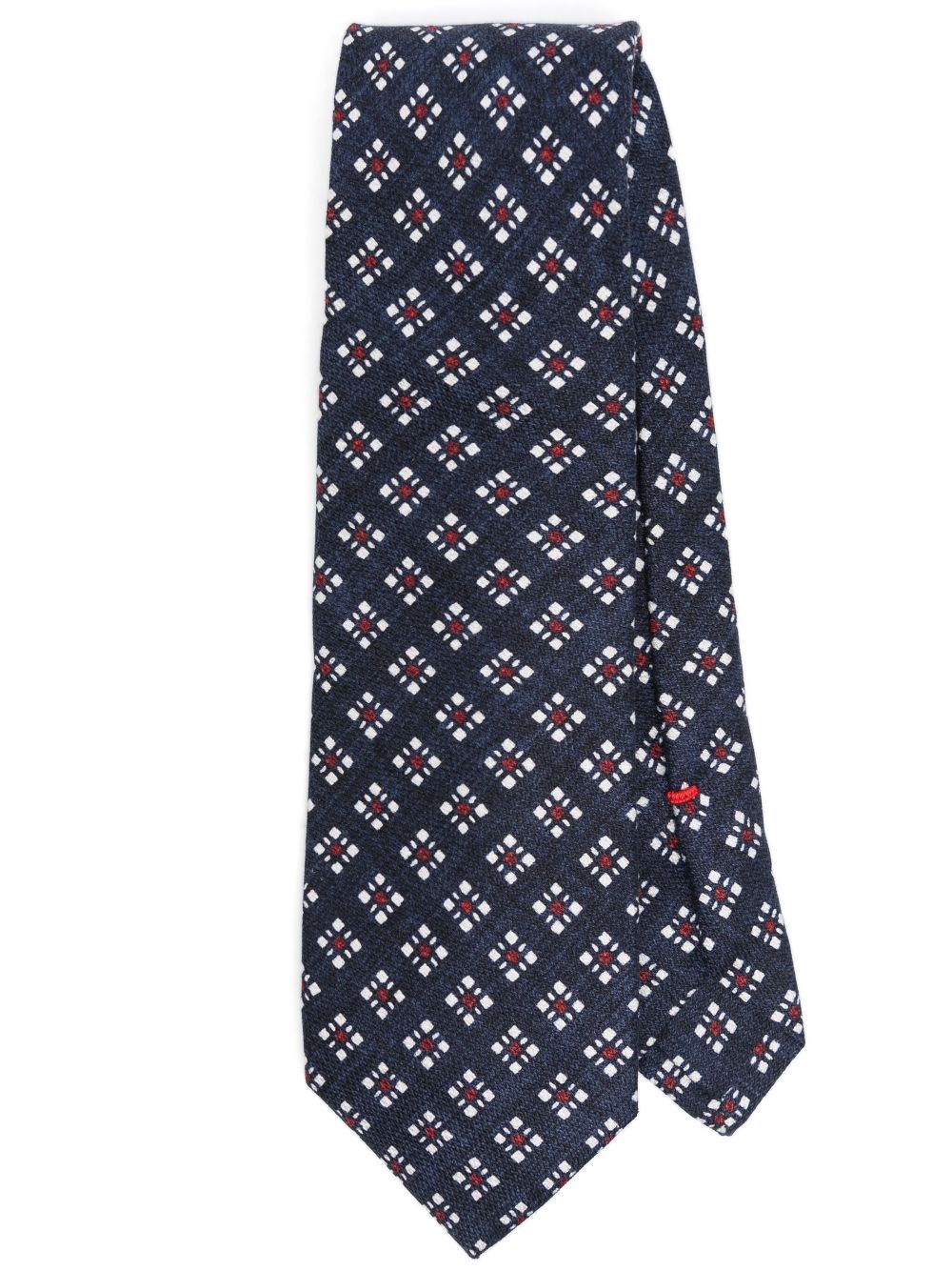 Dell'oglio geometric-print silk tie - Blue