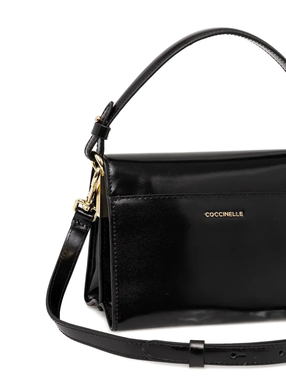 Coccinelle Structured Leather Cross Body Bag In Black