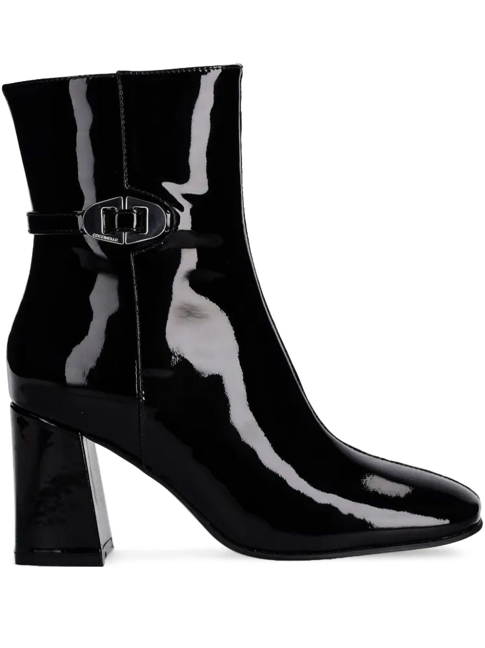 Coccinelle patent ankle boots Black