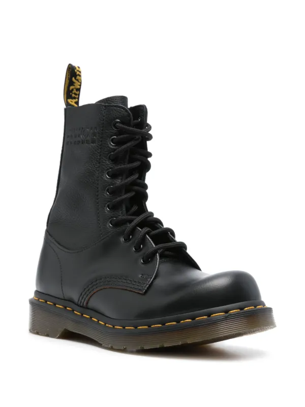 MM6 Maison Margiela x Dr Martens Bottines En Cuir Noir FARFETCH FR