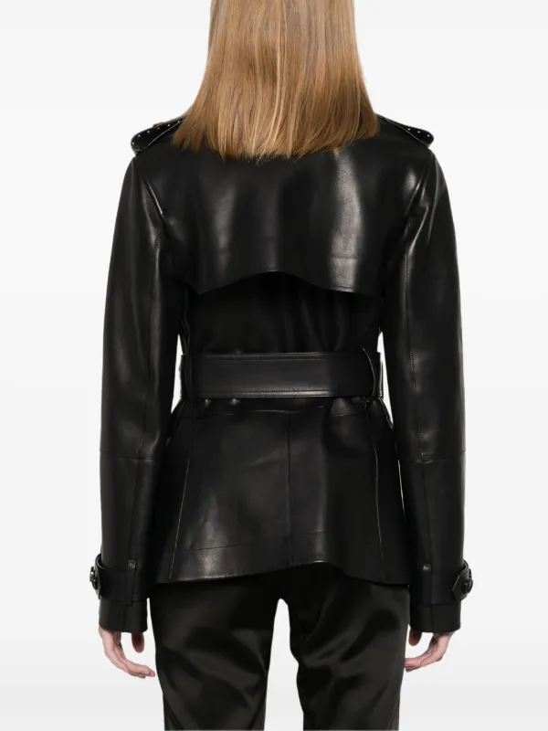 Burberry Leather Jacket | Black | FARFETCH CA