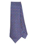 Kiton geometric-print silk tie - Blue