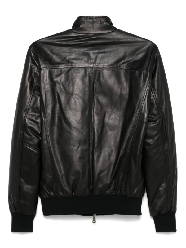 Black Leather Jacket Bomber Jacket With Long Shirt Shop True